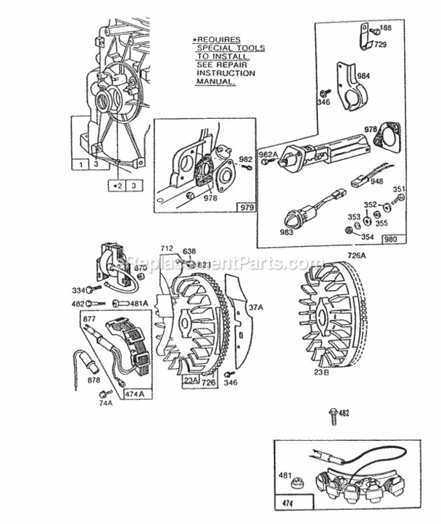Oil Gard Flywheels Elect Diagram and Parts List for 130202-1890-01 Series Briggs and Stratton Engine